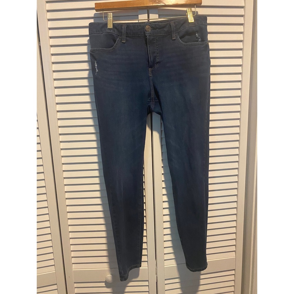 LC Lauren Conrad Super Skinny Dark Wash Distressed Denim Jeans Womens 10